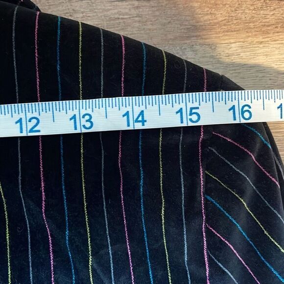 CASLON women's multi color striped black VELVET  BLAZER JACKET size Large Petite - Picture 13 of 13